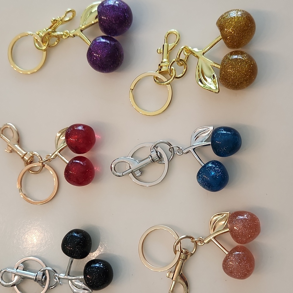 Bag Charms Key Rings..Fun Cherries ONLY Purple Is Left!